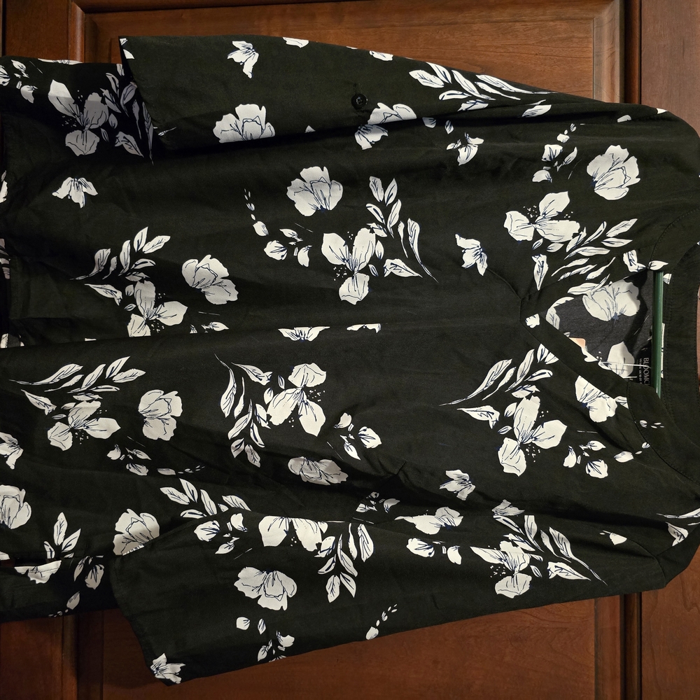 Floral Black and White Women's Shirt